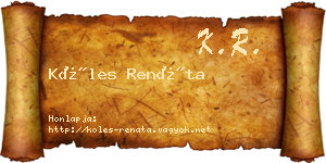 Köles Renáta névjegykártya